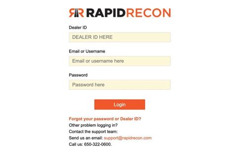 rapid recon vendor login